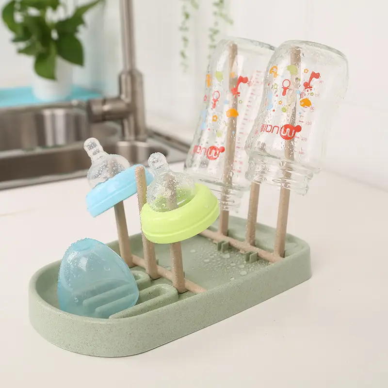 Wheat Straw Bottle Drain Rack Modern Minimalist Design