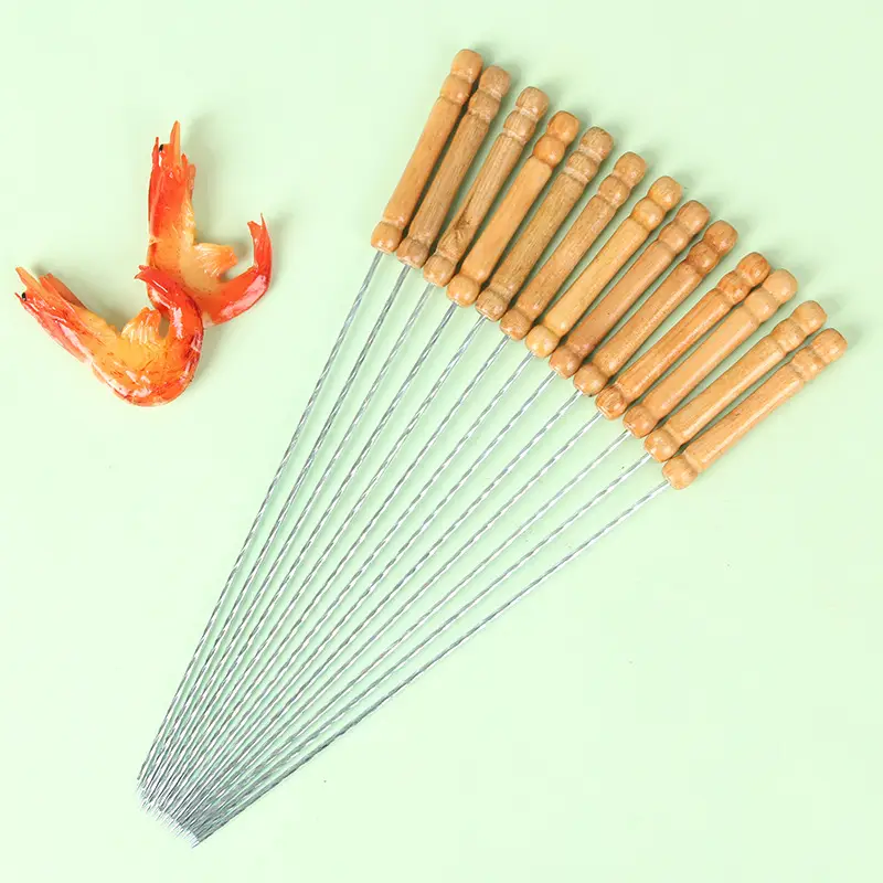 Stainless Steel BBQ Skewers Wooden Handle Pakistan
