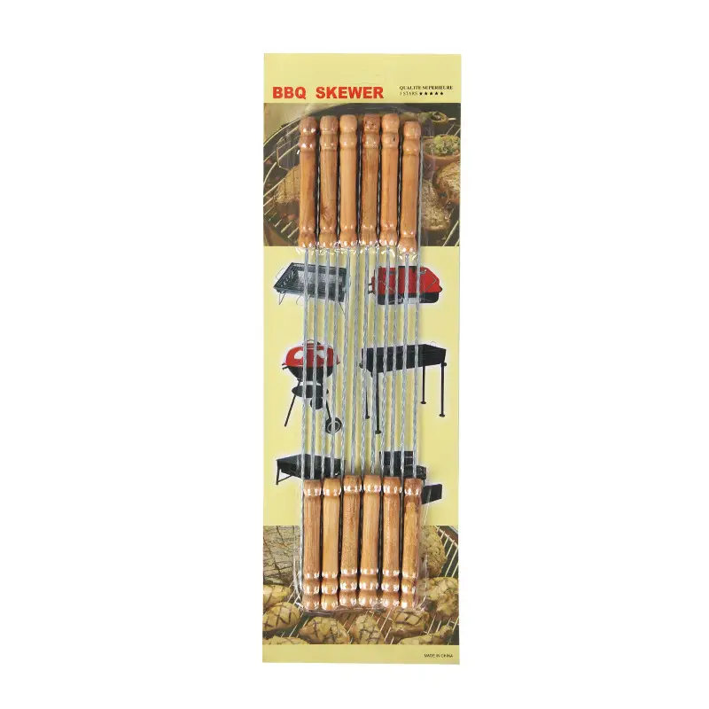 Stainless Steel BBQ Skewers Wooden Handle Pakistan