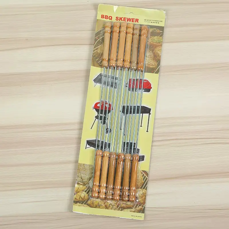 Stainless Steel BBQ Skewers Wooden Handle Pakistan