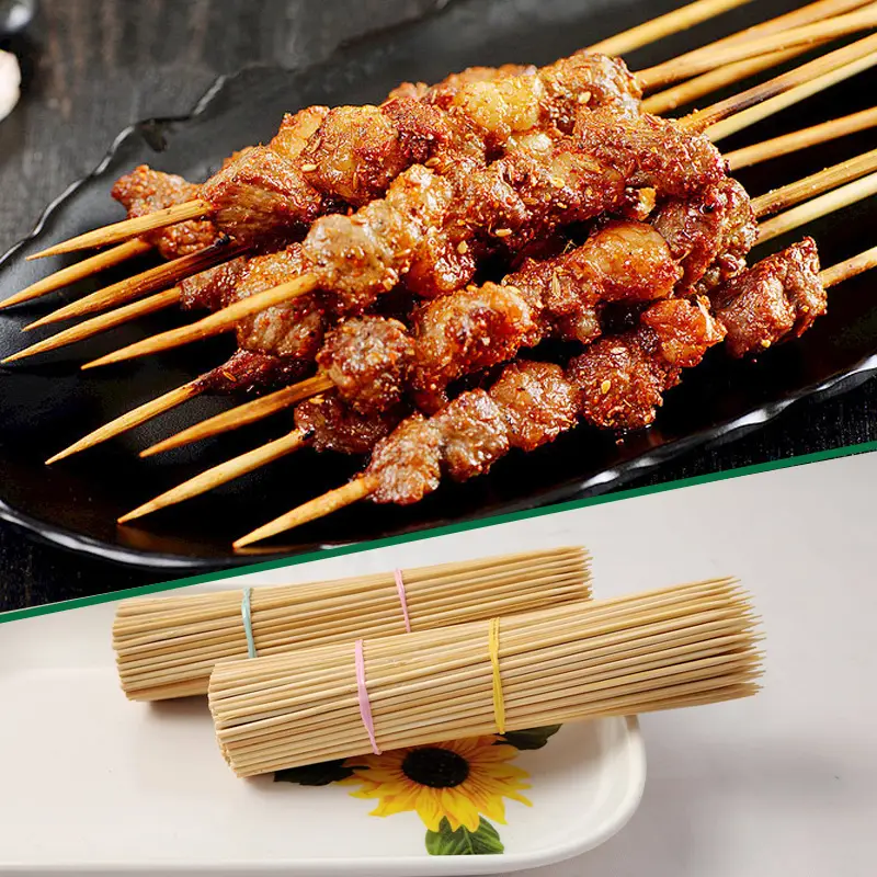 Bamboo BBQ Skewers 5mm Pointed Tip Eco-Friendly
