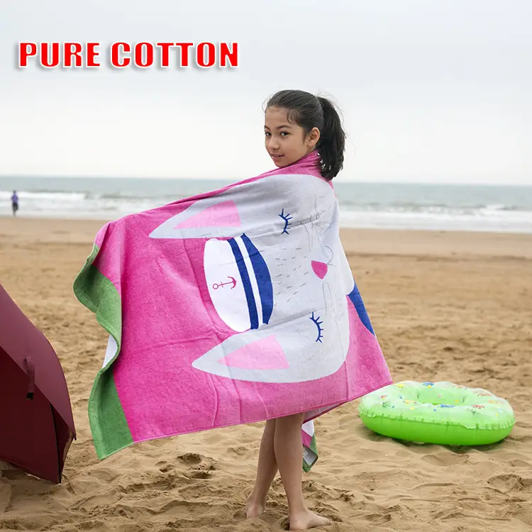 Pure Cotton Cartoon Kids Towel Blue Green