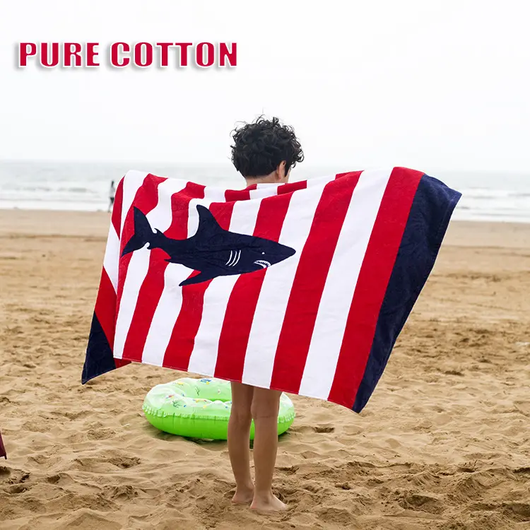 Pure Cotton Cartoon Kids Towel Blue Green