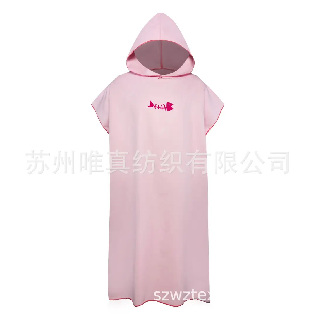 Men & Women Hooded Beach Cape Set Blue Pink