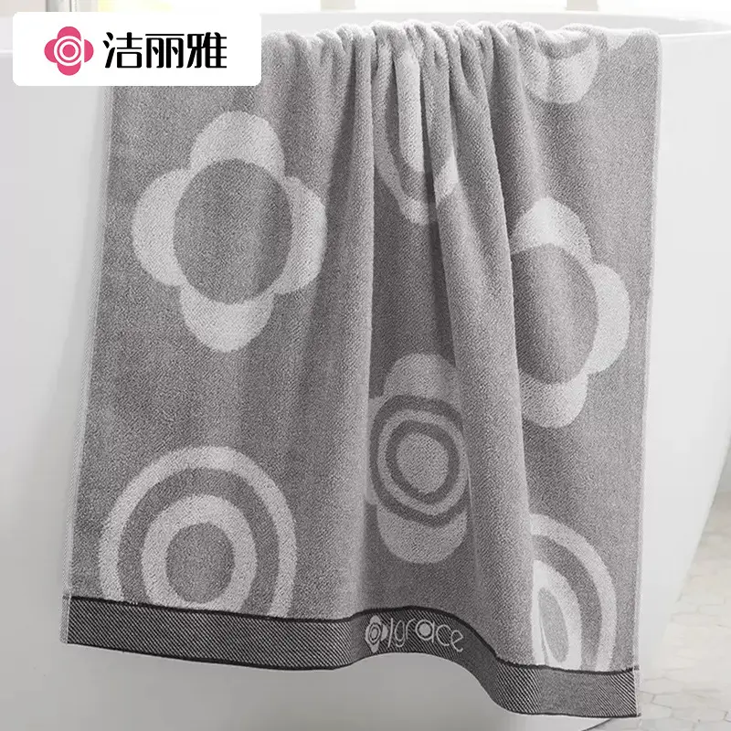 Premium Grey Floral Bath Towel 100% Cotton