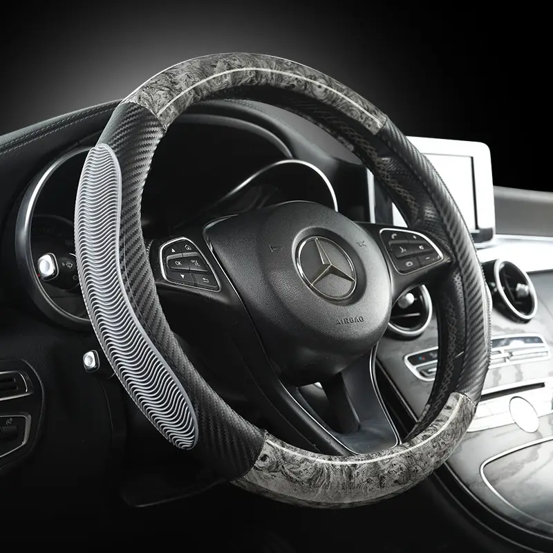 Wood Grain Steering Wheel Cover Breathable Non-Slip Durable