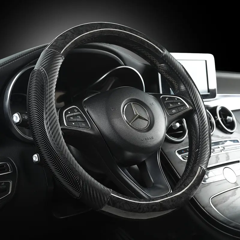 Wood Grain Steering Wheel Cover Breathable Non-Slip Durable