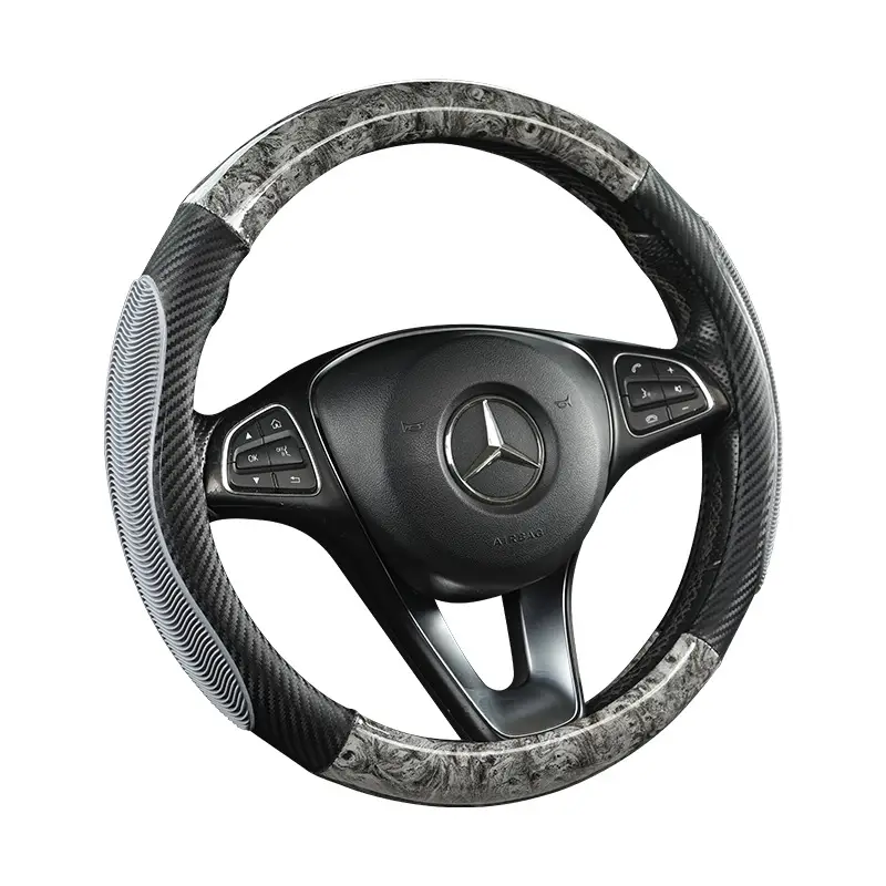 Wood Grain Steering Wheel Cover Breathable Non-Slip Durable