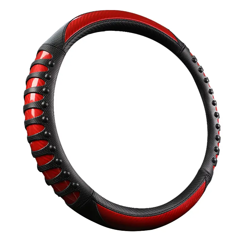 Premium Red Sporty Steering Wheel Cover for Cars