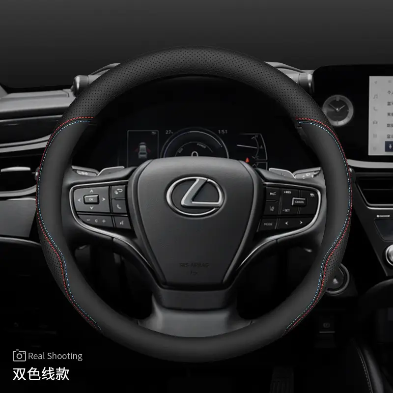 Lexus Steering Wheel Cover Red Black Ultra Thin Breathable Nappa Leather