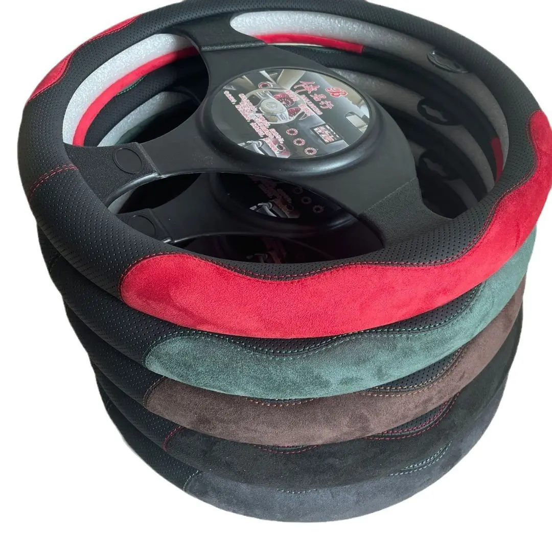 Suede Steering Wheel Cover Emerald Green Breathable