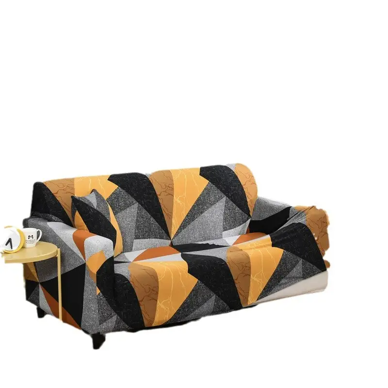 Elastic Geometric Sofa Cover Black Gray Modern