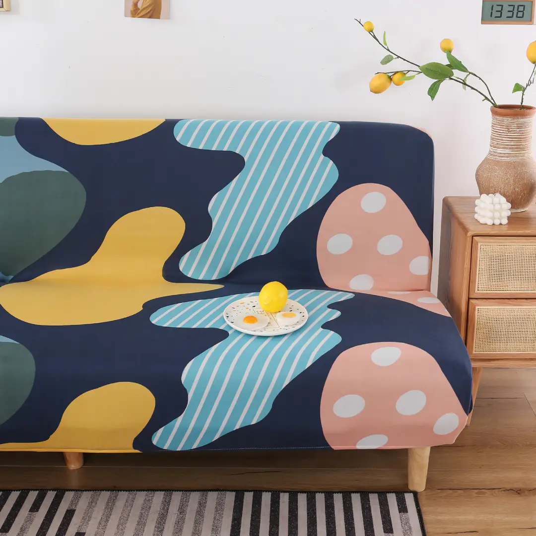 Printed Sofa Cover with Vibrant Abstract Design