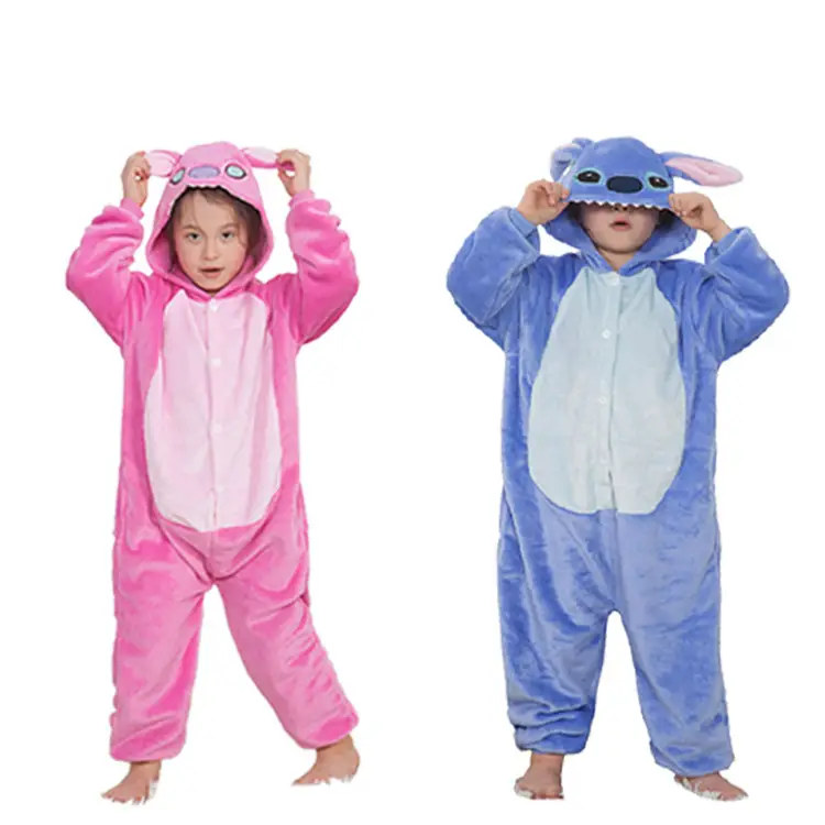 Blue Pink Velvet Stitch Onesie Pajamas Winter Couple