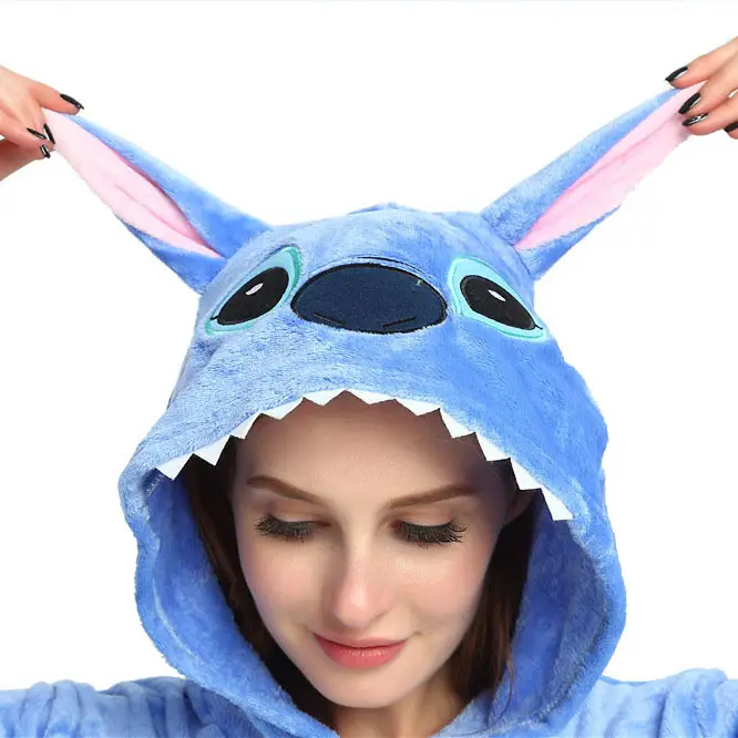 Blue Pink Velvet Stitch Onesie Pajamas Winter Couple