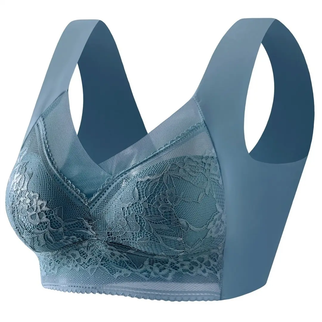 Navy Blue Lace Vest Bra for Women, Seamless U-Shaped, Durable, Lightweight