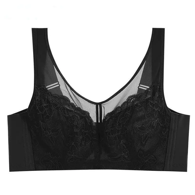 Black Lace Bra V-Neck Adjustable Straps