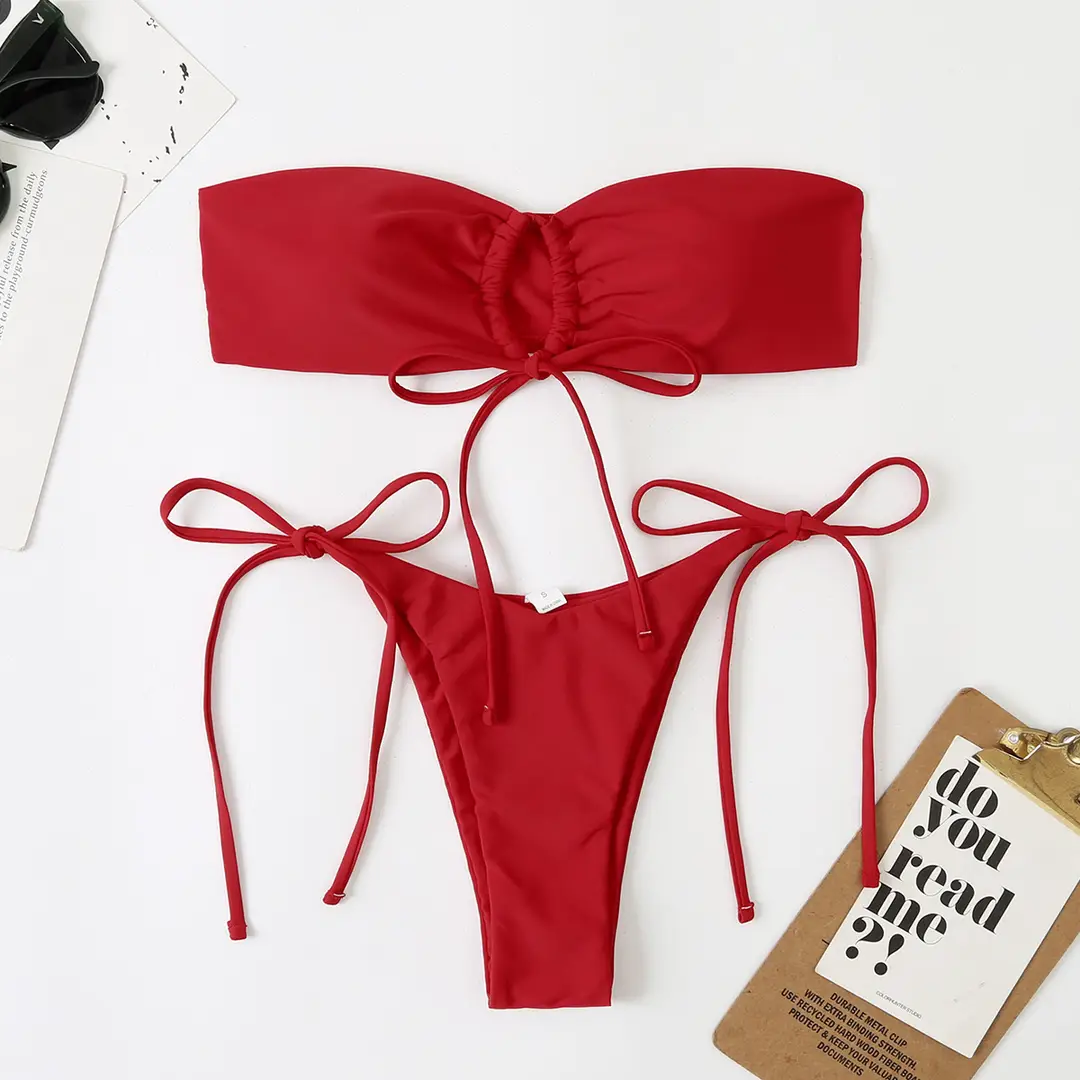 2023 Split Triangle Bikini Set Multicolor Strapless