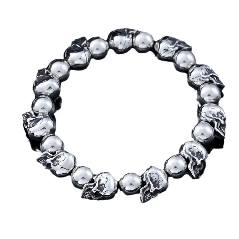 Skull Bracelet Titanium Steel Silver Daily Wear
