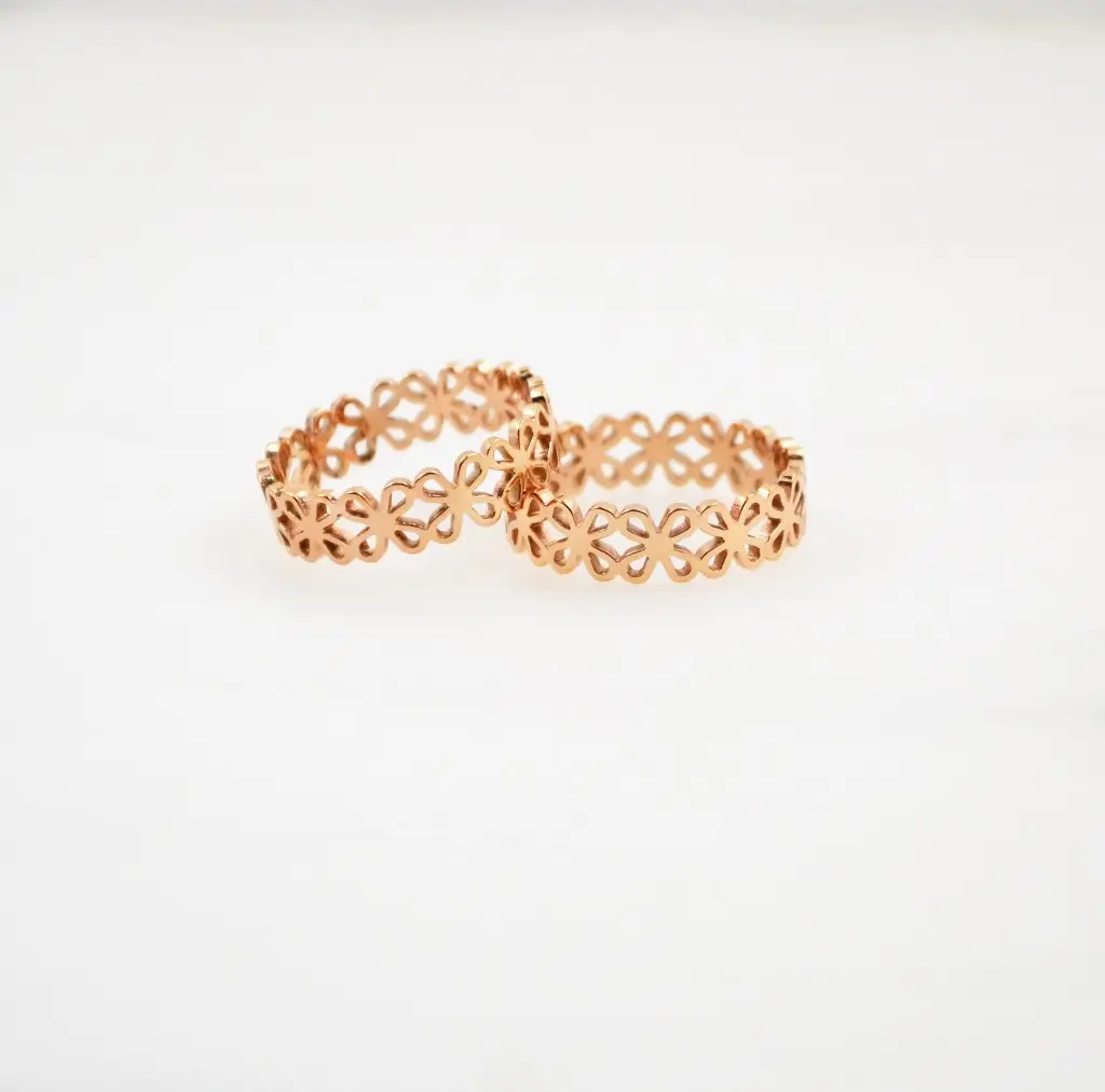Rose Gold Hollow Flower Rings for Women