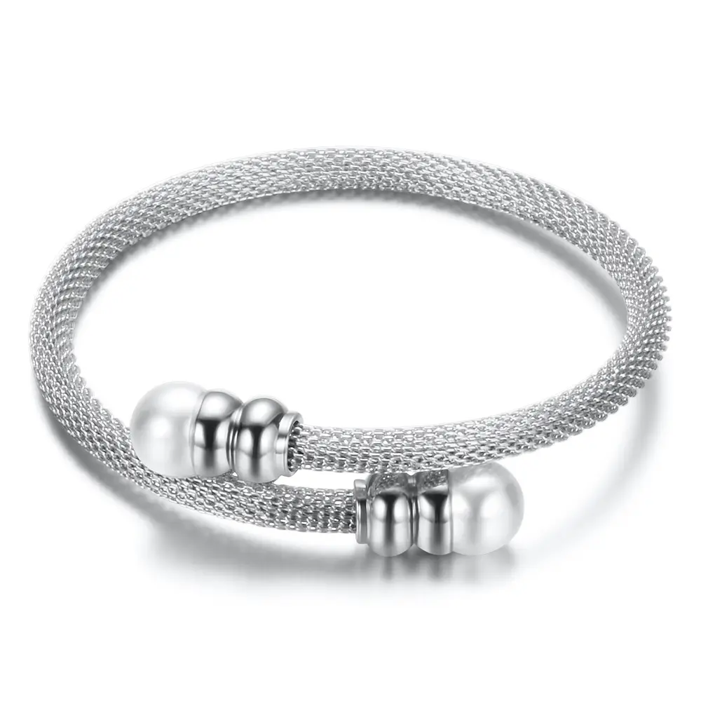 Tone Pearl Bracelet Gold Rose Gold Silver Elastic Daily Wear
