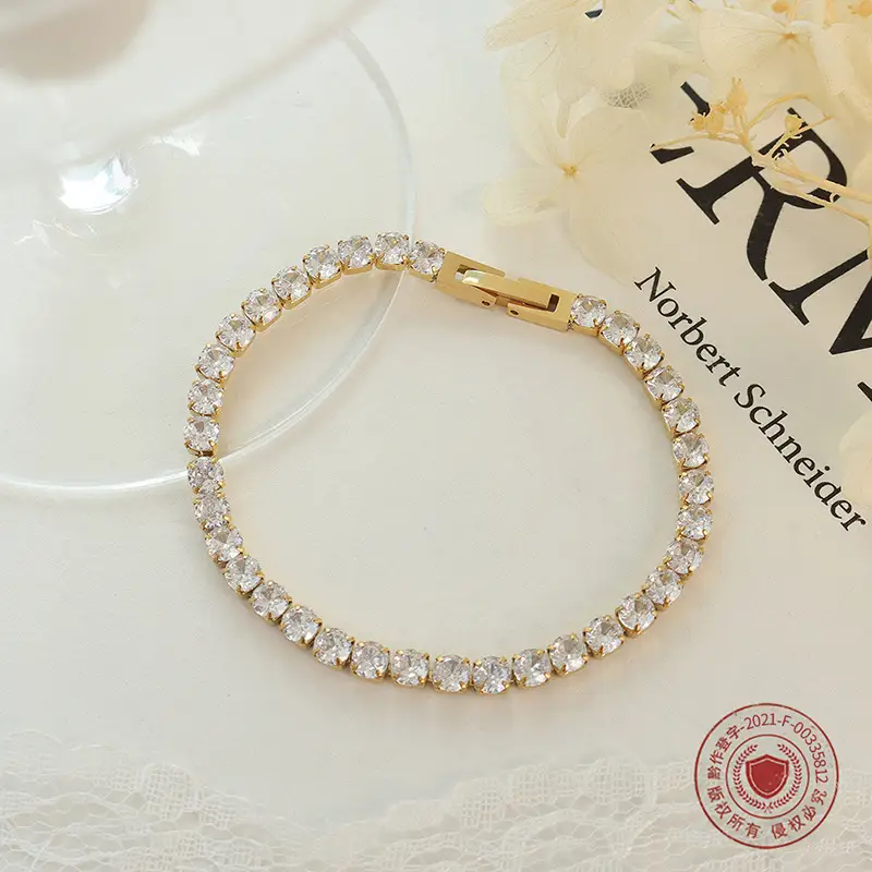 Gold Plated Zircon Bracelets for Women Minimalist Chic