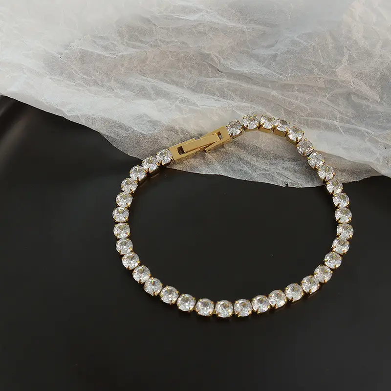 Gold Plated Zircon Bracelets for Women Minimalist Chic