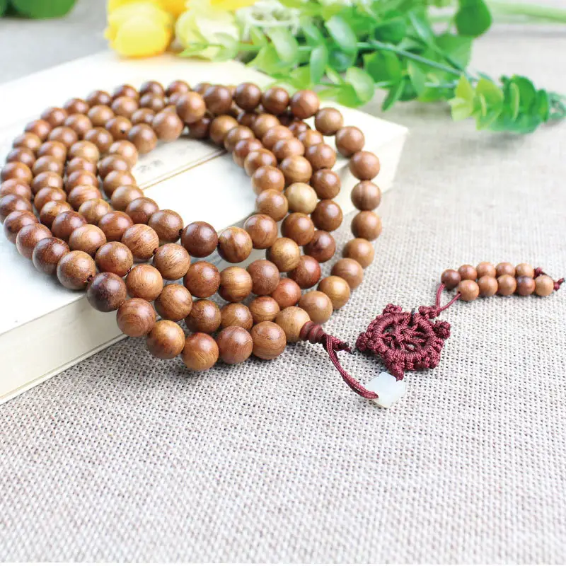 Myanmar Rosewood Bracelet 108 Beads Red Macrame Knot