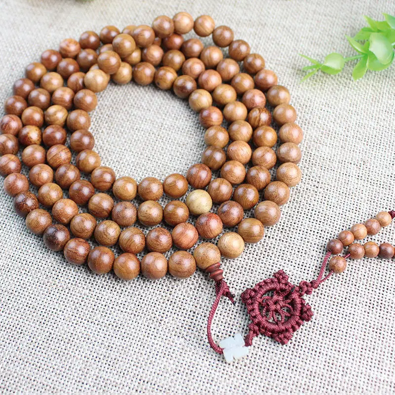 Myanmar Rosewood Bracelet 108 Beads Red Macrame Knot