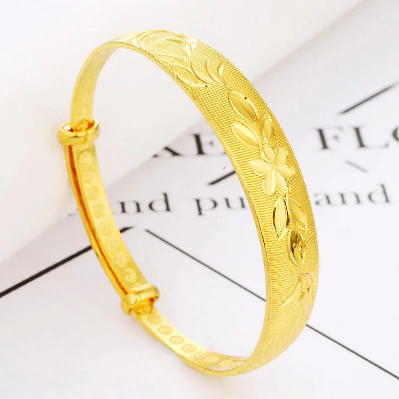 Gold Floral Push-Pull Bracelets for Women