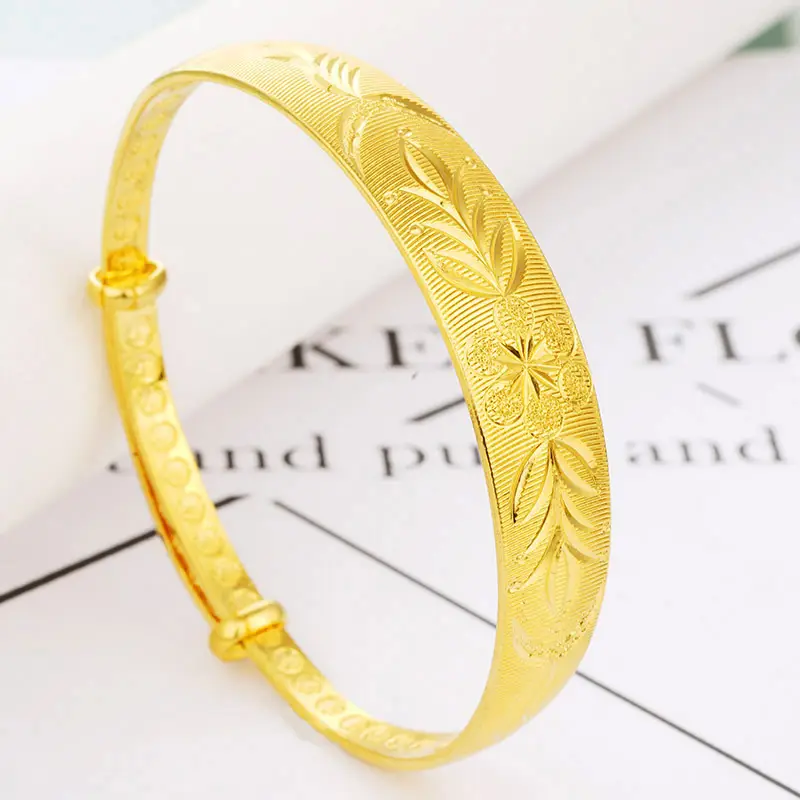 Gold Floral Push-Pull Bracelets for Women