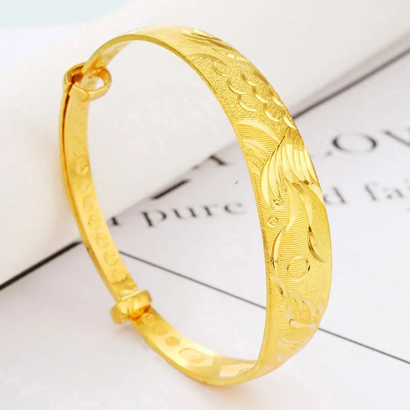 Gold Floral Push-Pull Bracelets for Women