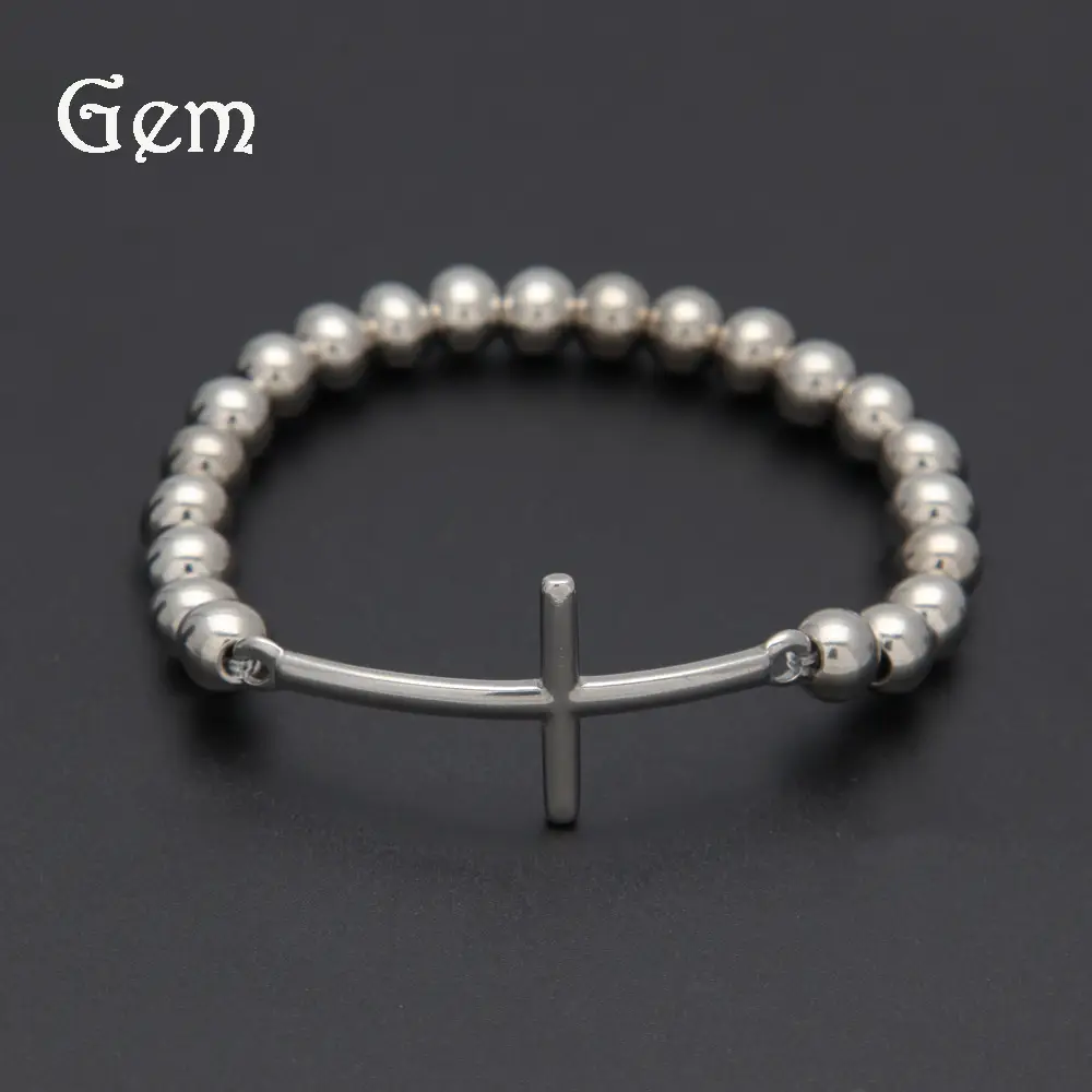Stainless Steel Cross Pendant Bracelet for Teens & Young Adults