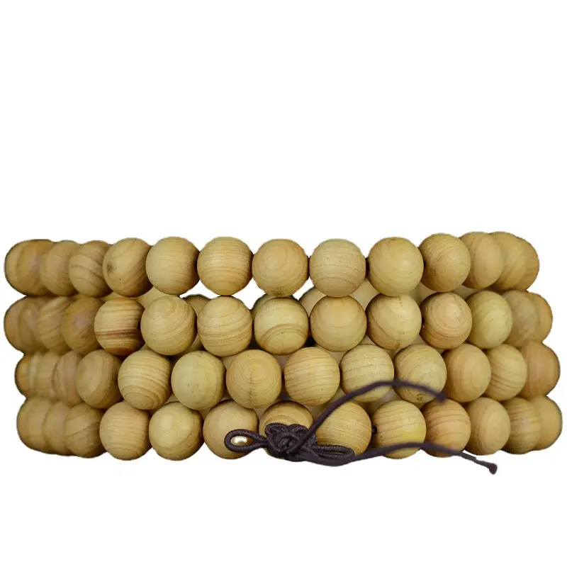 108 Bead Wooden Bracelet Brown Black Cord Closure