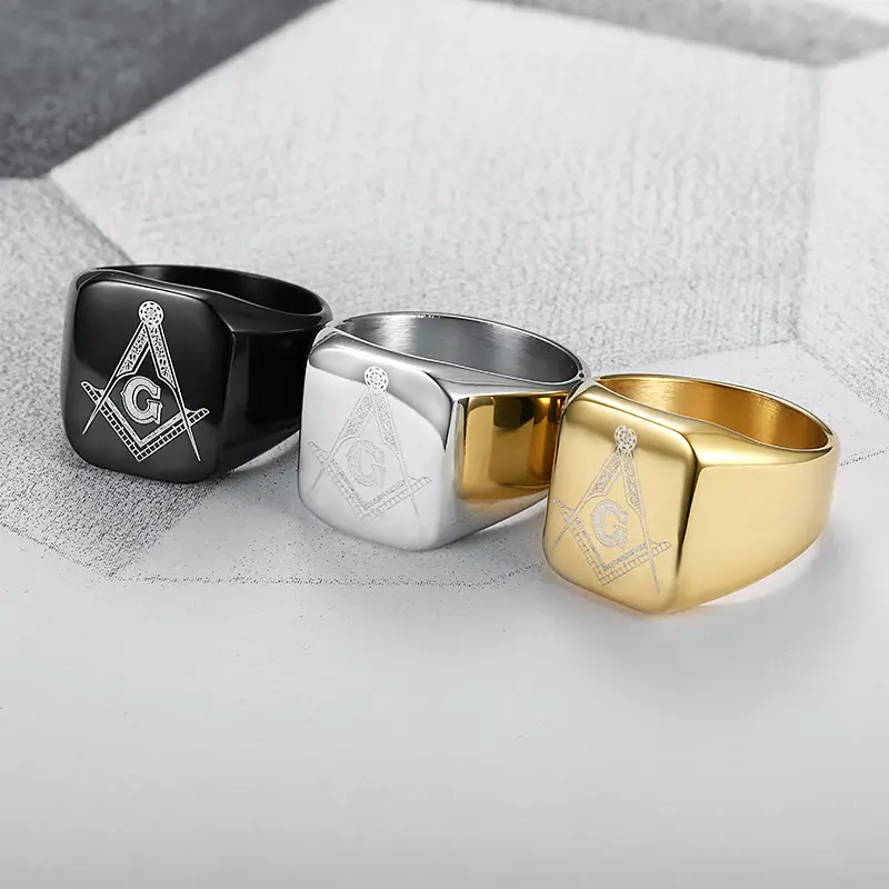 Black Titanium Masonic Ring for Men