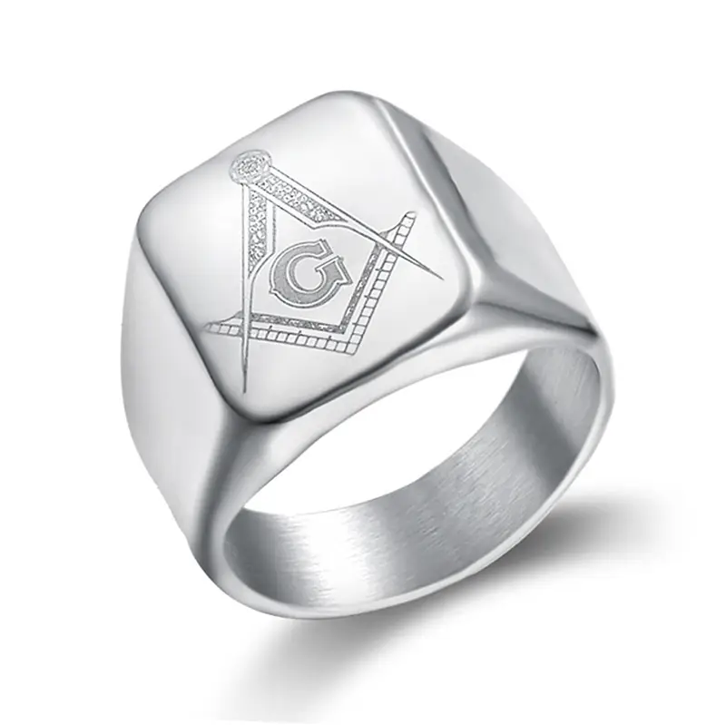 Black Titanium Masonic Ring for Men