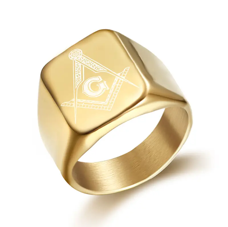 Black Titanium Masonic Ring for Men