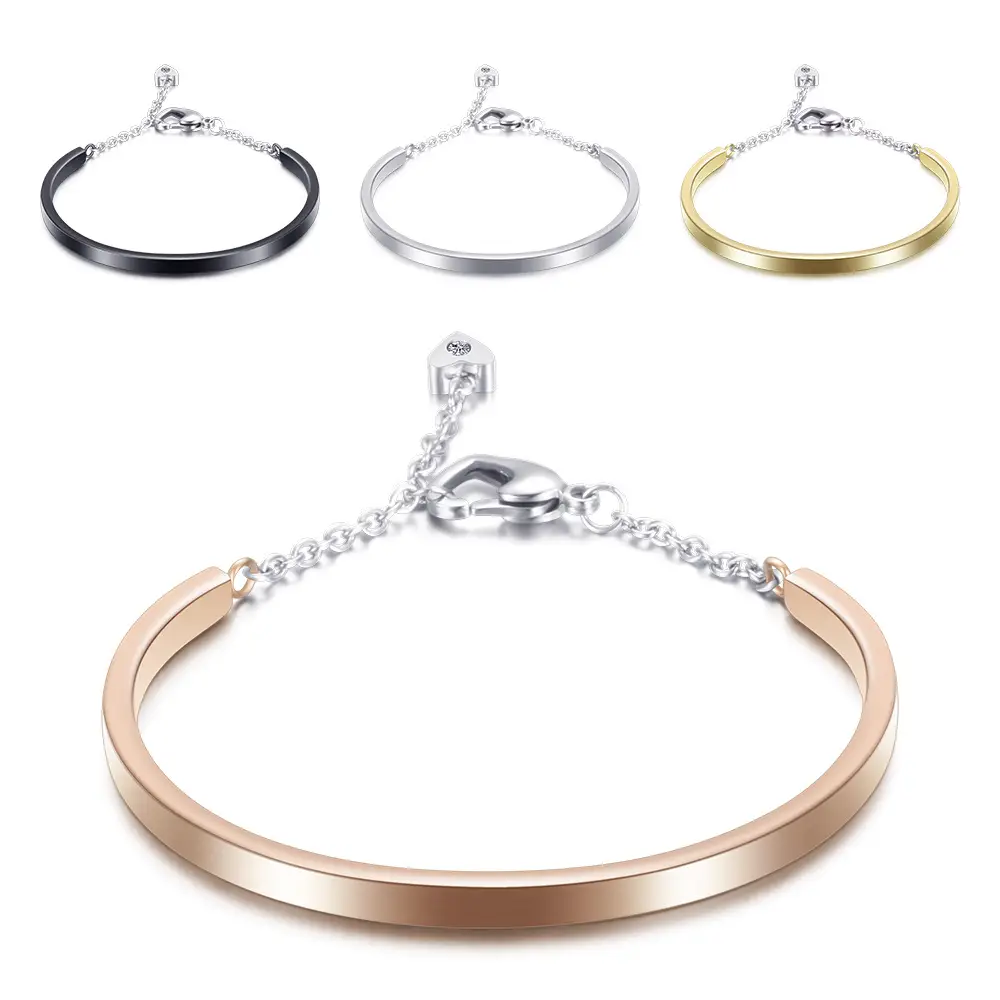 U-Shaped Bracelet Titanium Steel Rose Gold Silver Black