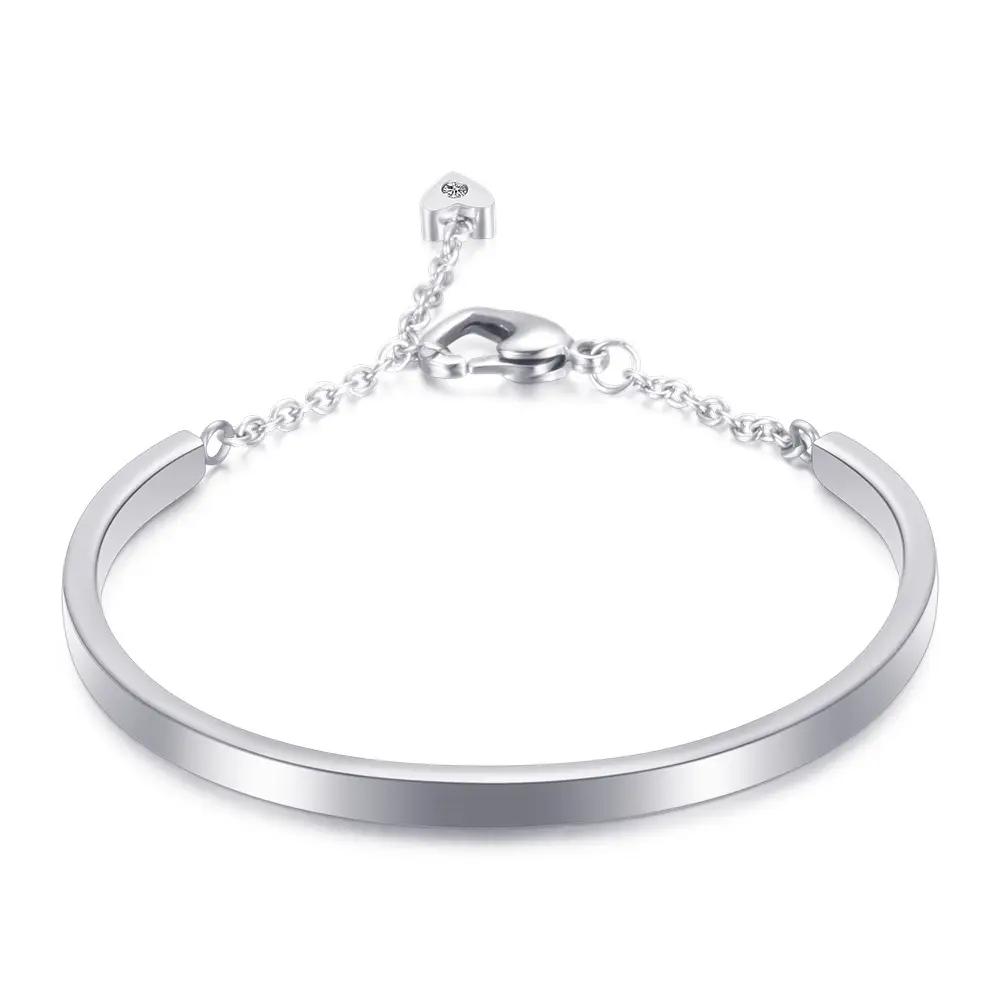 U-Shaped Bracelet Titanium Steel Black Silver Gold 4mm