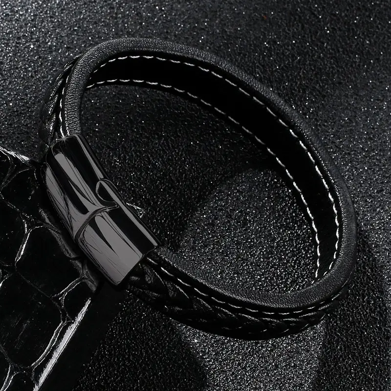 Premium Leather Magnetic Bracelet for Men, Multi Color, Durable & Stylish