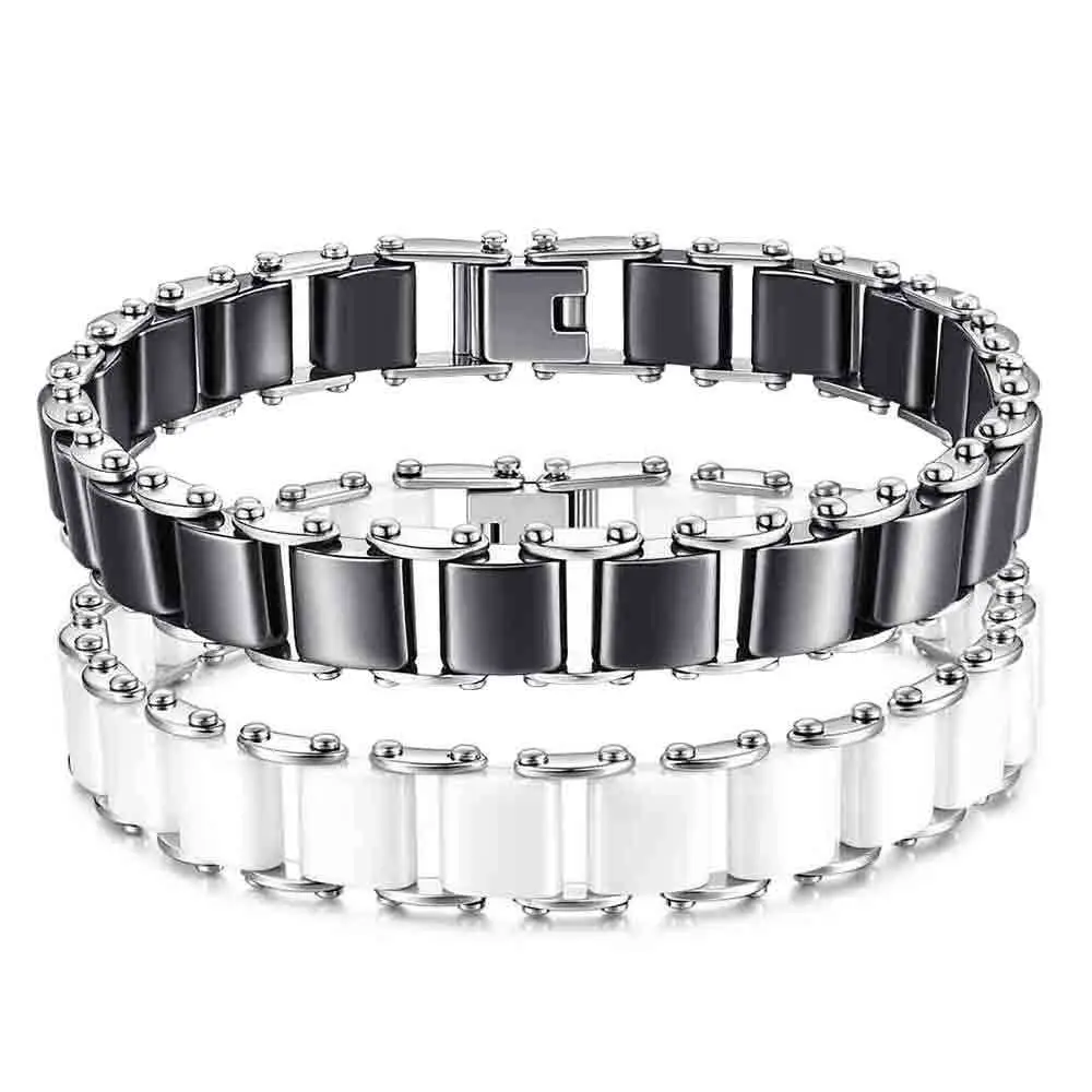 Stainless Steel Ceramic Bracelet Black White Lightweight Durable