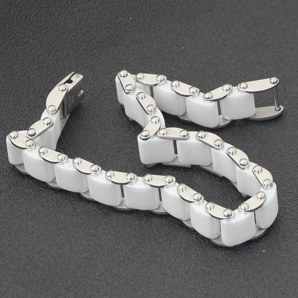 Stainless Steel Ceramic Bracelet Black White Lightweight Durable