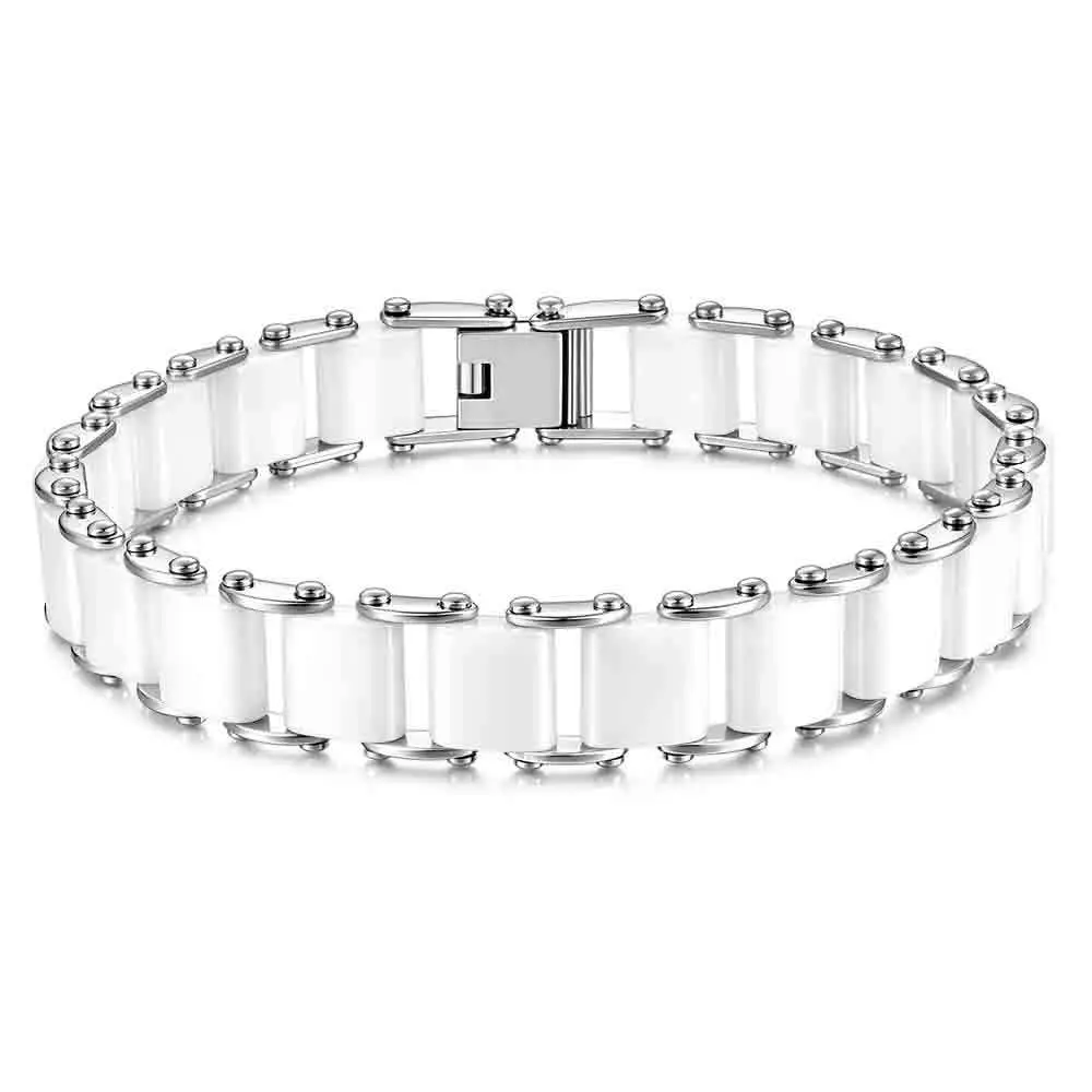 Stainless Steel Ceramic Bracelet Black White Lightweight Durable
