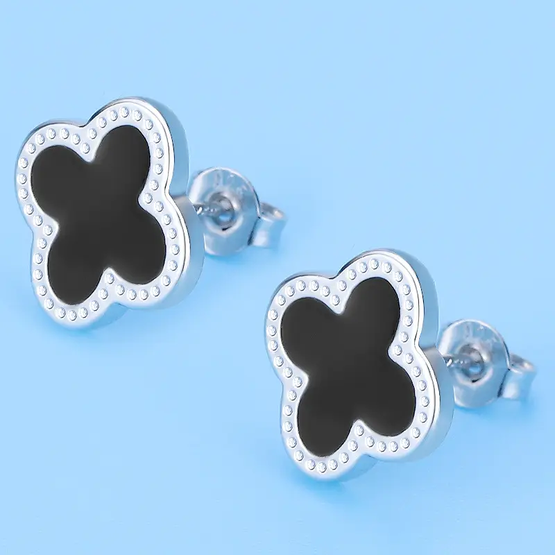 Silver Four-Leaf Clover Jewelry Set for Women