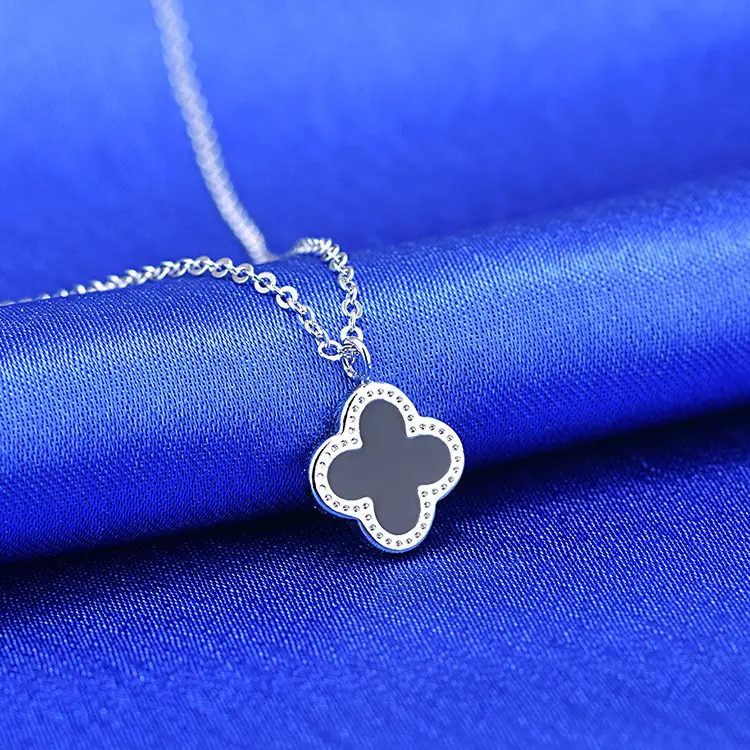 Silver Four-Leaf Clover Jewelry Set for Women
