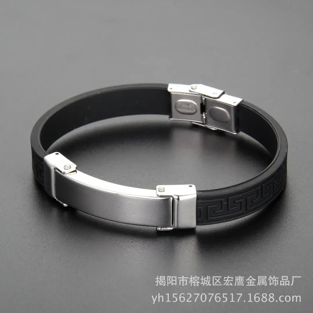 Black Leather Bracelets for Men Women Stainless Steel Clasp