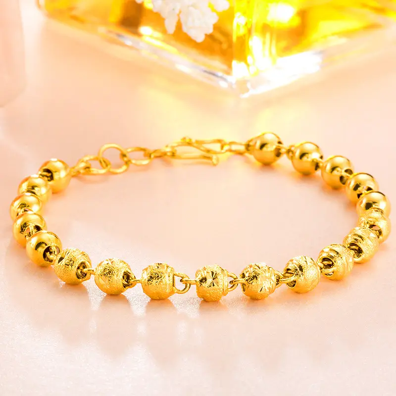 Gold Plated Frosted Round Bracelet for Women
