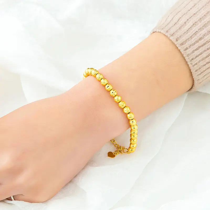 Gold Plated Frosted Round Bracelet for Women
