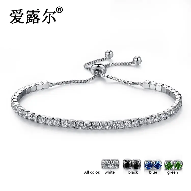 Adjustable Crystal Bracelet for Women White Black Blue Green