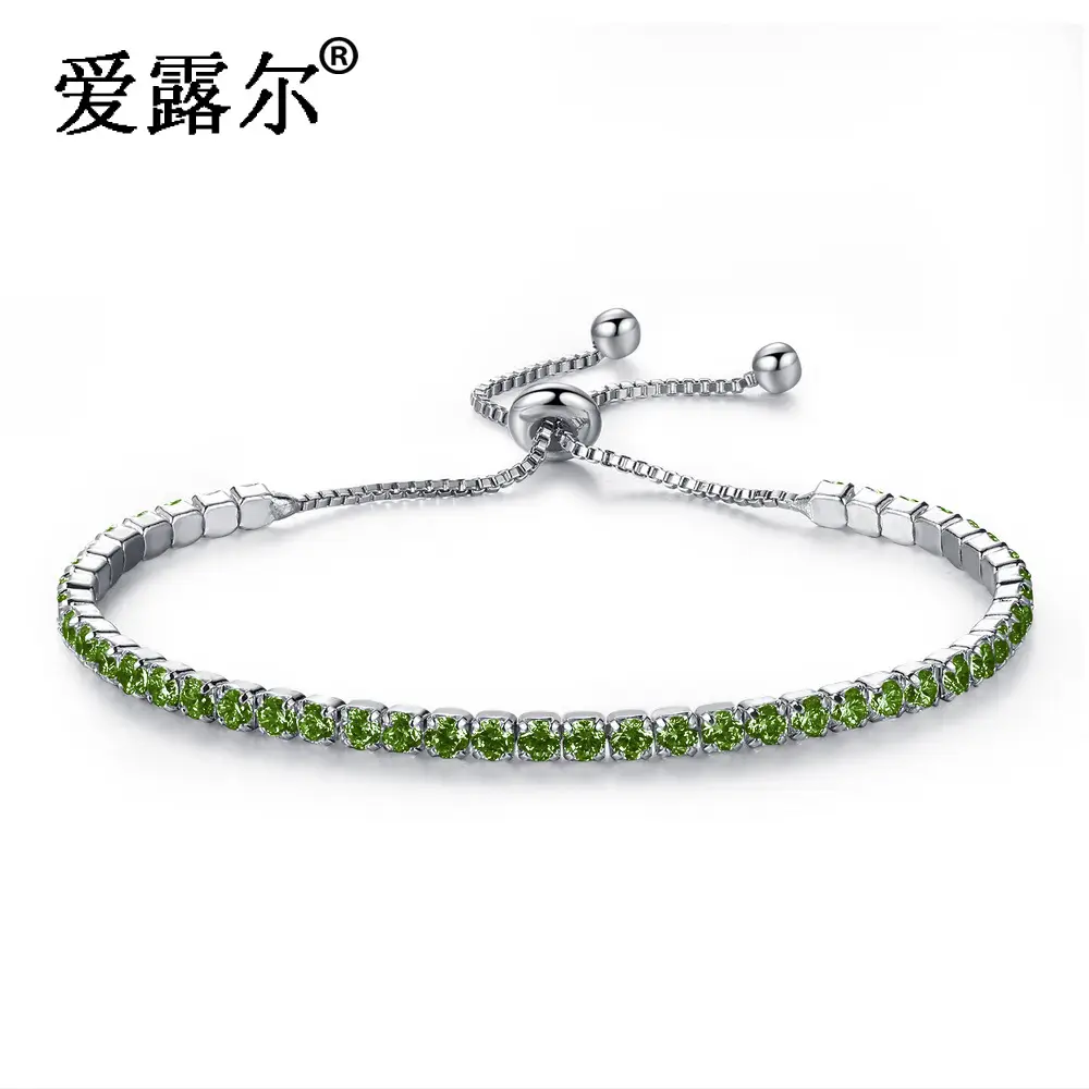 Adjustable Crystal Bracelet for Women White Black Blue Green